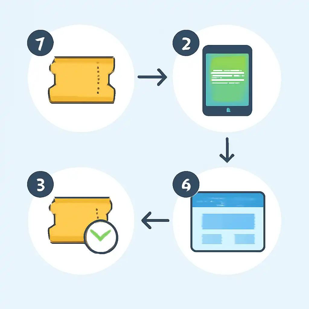 Annotated step diagram: ticket series explained process with numbered callouts, Gali Satta