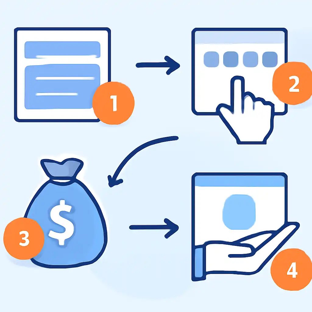 Annotated step diagram: leak numbers and paid guessing step by step process with numbered callouts, Gali Satta