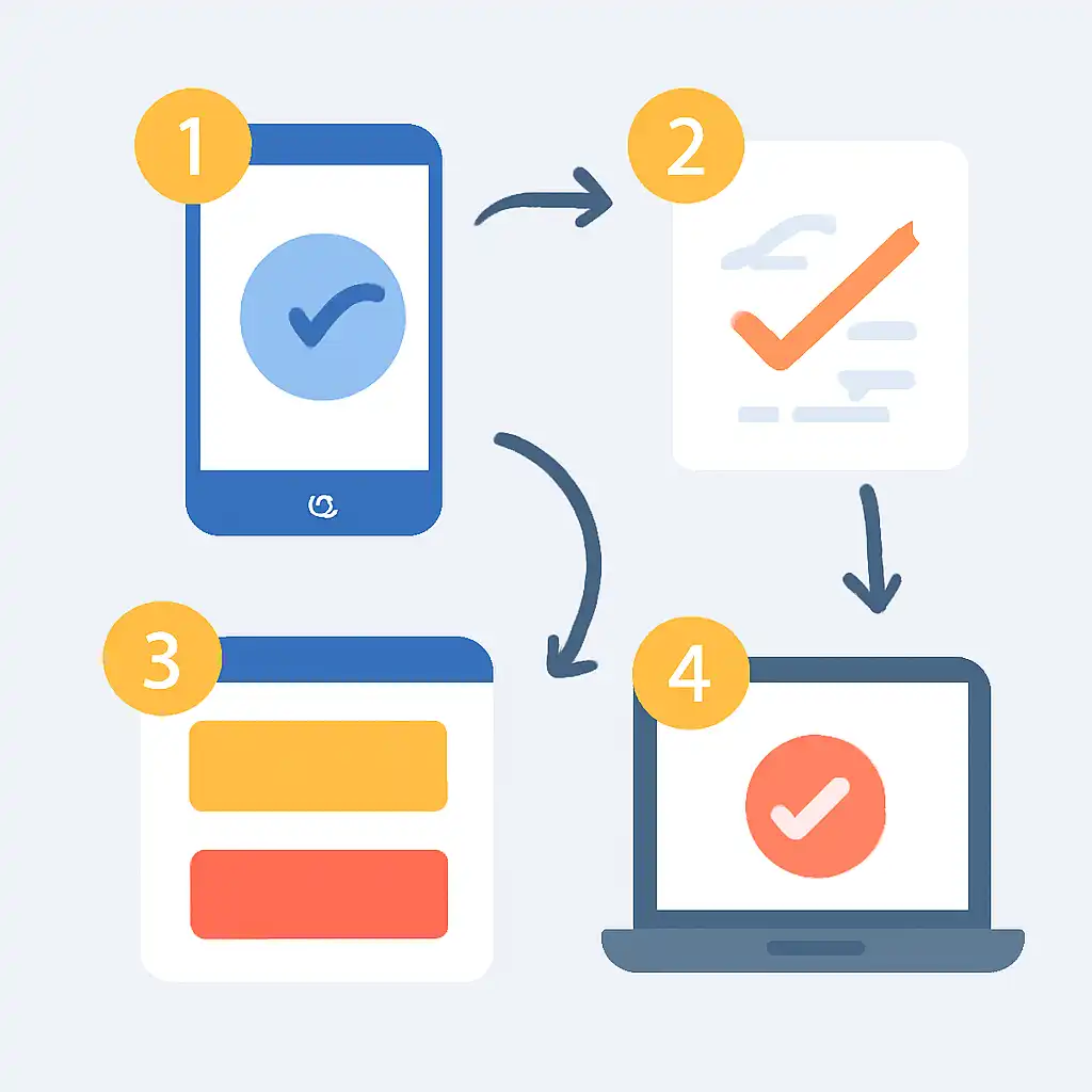 Annotated step diagram: checking results process with numbered callouts, Gali Satta